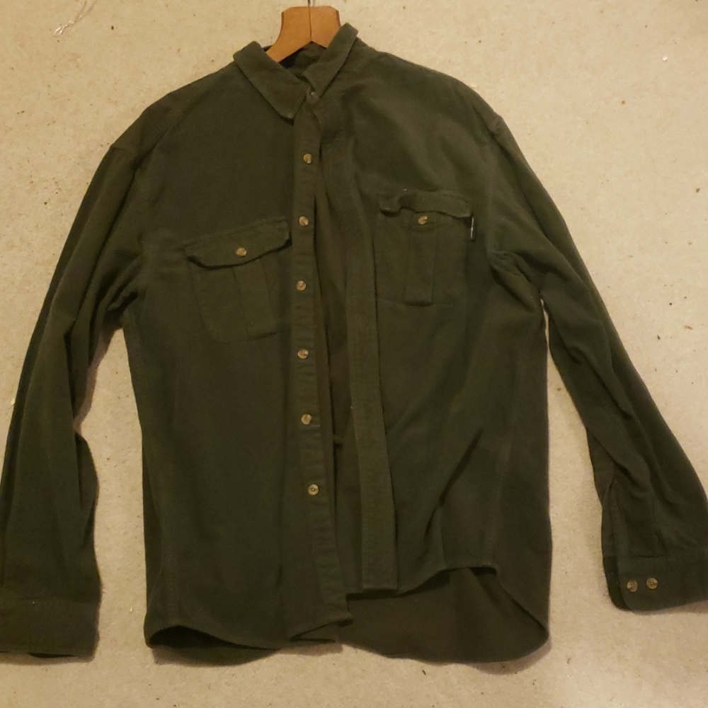 Eddie Bauer XL men's flannel shirt olive green